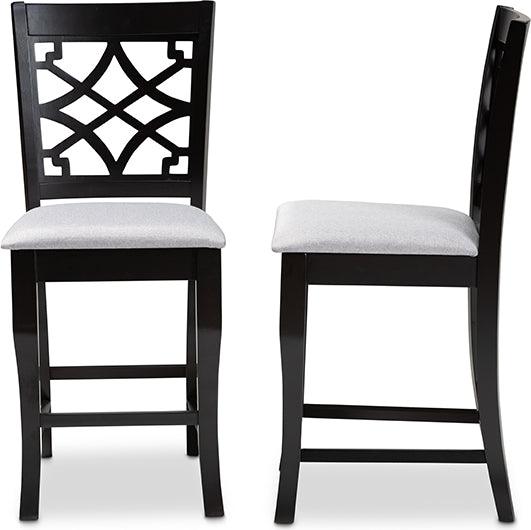Wholesale Interiors Barstools - Nisa Grey Fabric Upholstered Espresso Brown Finished 2-Piece W (Set of 2)