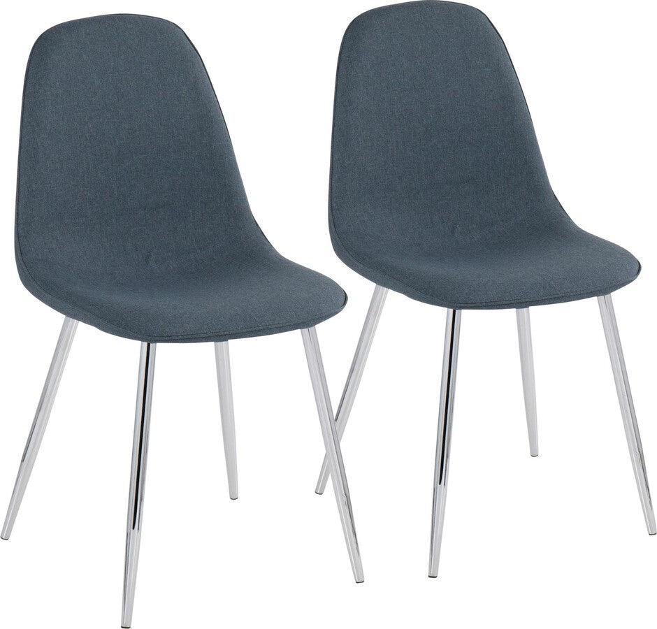 Lumisource Living Room Sets - Pebble Chair 35" Chrome & Blue Velvet (Set of 2)