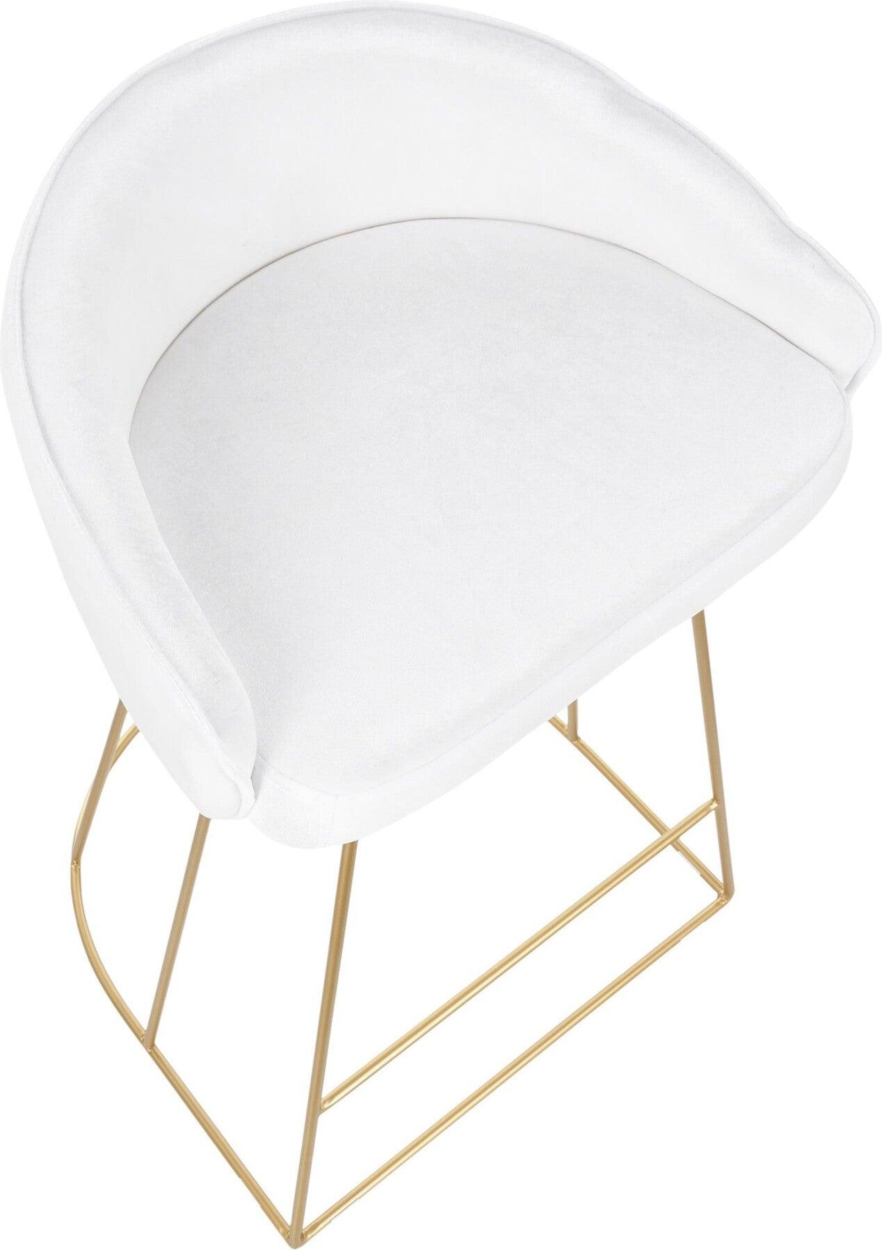Lumisource Barstools - Canary Counter Stool (Set of 2) Gold & White Velvet