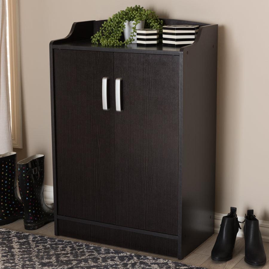 Wholesale Interiors Shoe Storage - Verdell Modern and Contemporary Wenge Brown Finished Shoe Cabinet