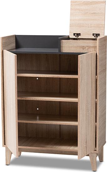 Wholesale Interiors Shoe Storage - Fella Oak Brown & Dark Gray Entryway Shoe Cabinet