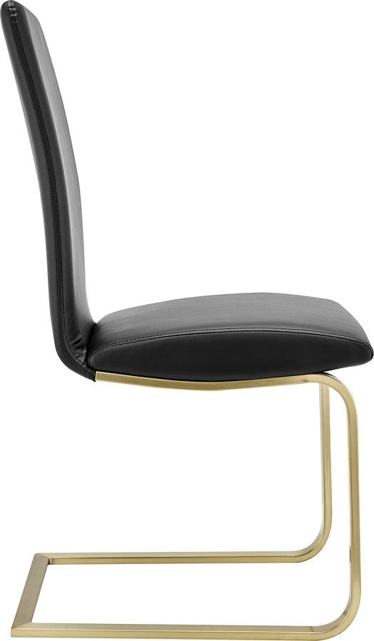 Euro Style Dining Chairs - Cinzia Dining Chair in Black with Matte Brushed Gold Legs - Set of 2