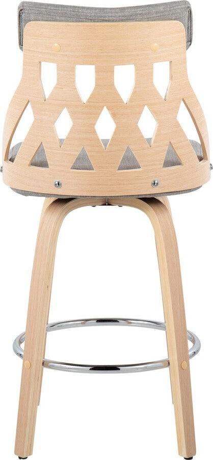 Lumisource Barstools - York 26" Counter Stool In Natural Wood & Light Grey Fabric With Chrome Footrest