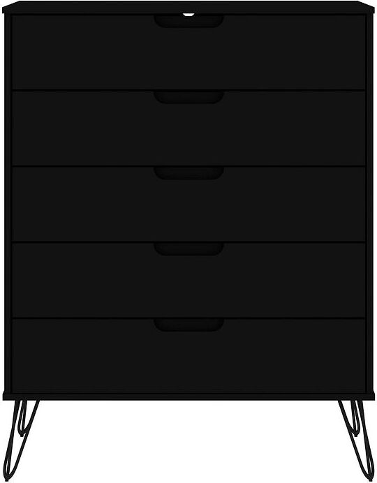 Manhattan Comfort Dressers - Rockefeller 5-Drawer Tall Dresser with Metal Legs in Black