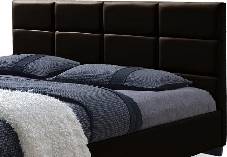 Wholesale Interiors Beds - Vivaldi Dark Brown Faux Leather Padded Platform Base Queen Size Bed Frame