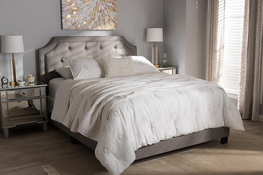 Wholesale Interiors Beds - Willis Modern And Contemporary Light Grey Fabric Upholstered Queen Size Bed