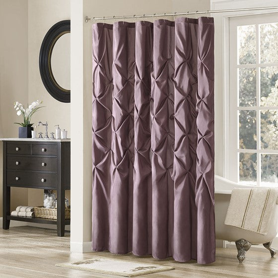 Tufted Semi-Sheer Shower Curtain Plum