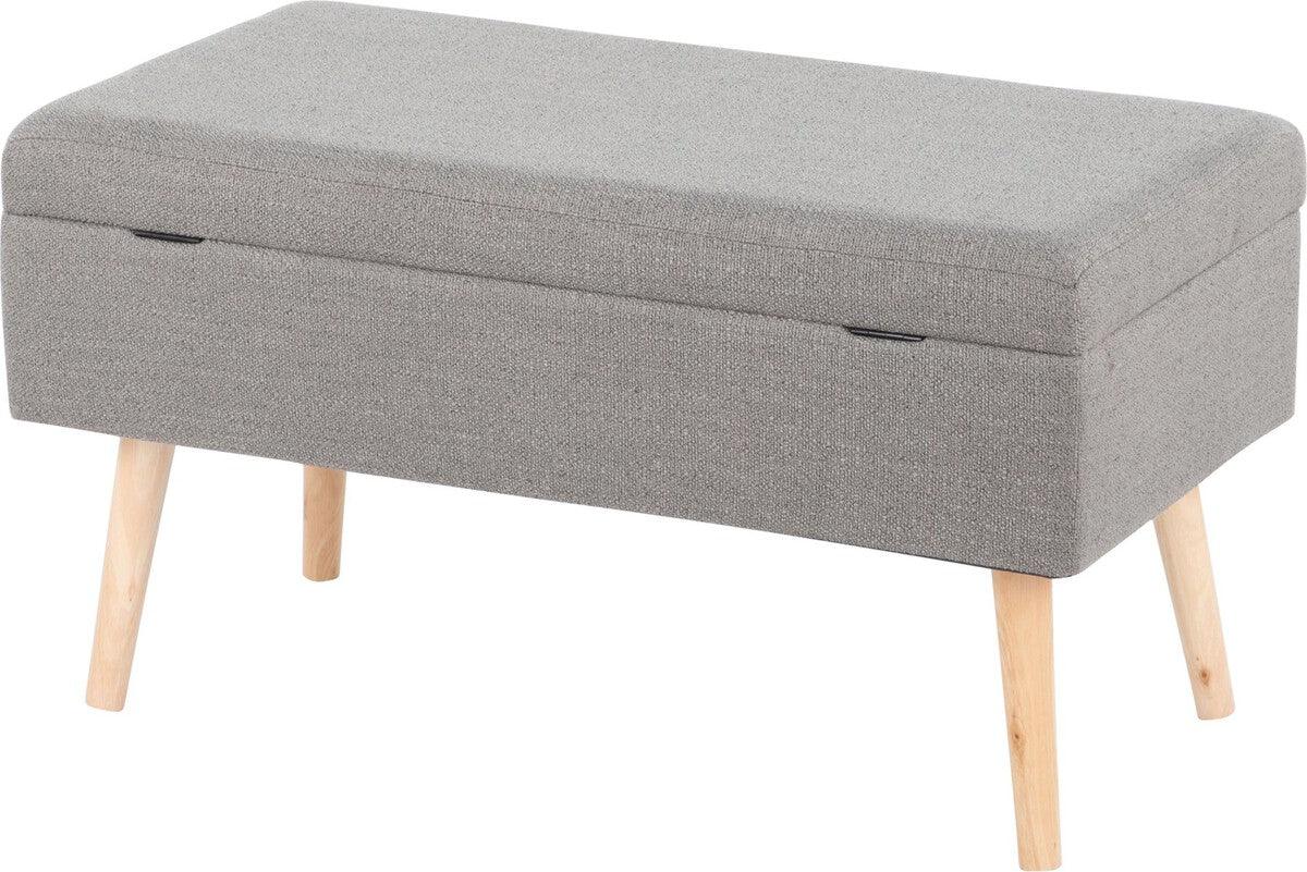 Lumisource Benches - Storage Contemporary Bench in Natural Wood and Grey Fabric