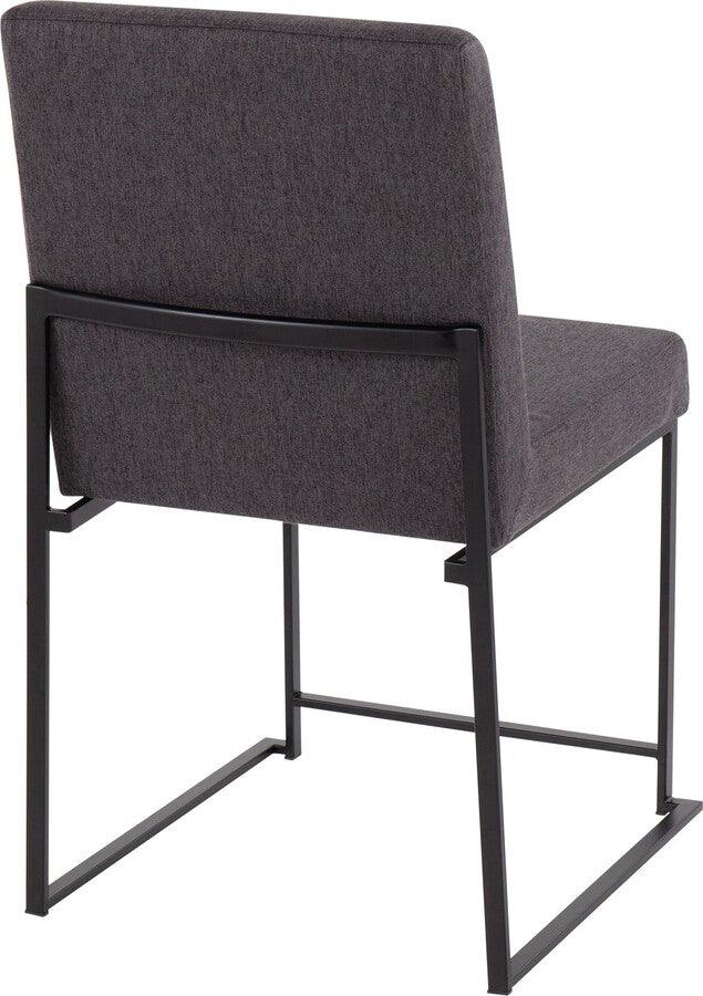 Lumisource Dining Chairs - High Back Fuji Contemporary Dining Chair In Black Steel & Charcoal Fabric (Set of 2)