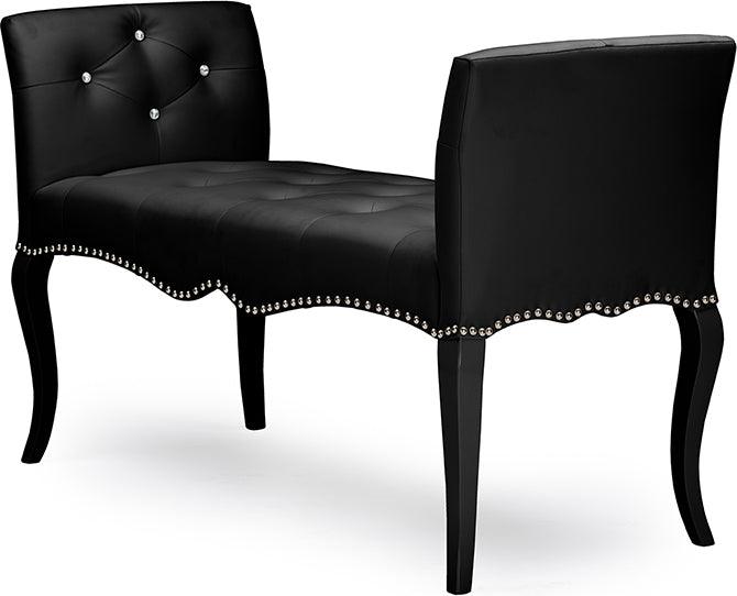 Wholesale Interiors Benches - Kristy Modern and Contemporary Black Faux Leather Classic Seating Bench Black
