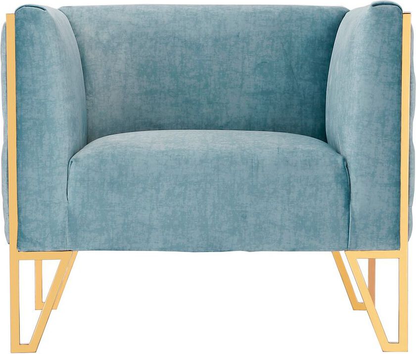 Manhattan Comfort Accent Chairs - Vector Accent Chair in Ocean Blue and Gold (Set of 2)