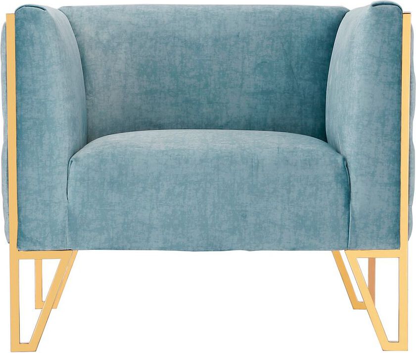 Manhattan Comfort Accent Chairs - Vector Accent Chair in Ocean Blue and Gold (Set of 2)