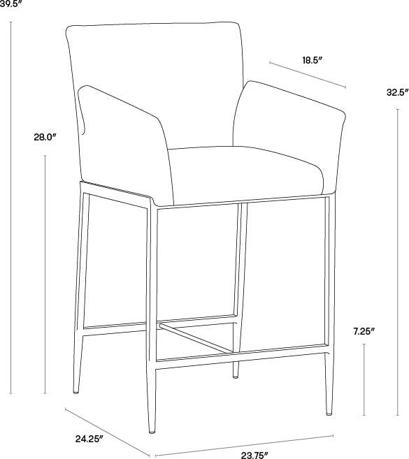 SUNPAN Barstools - Gesa Counter Stool - Polo Club Kohl Grey