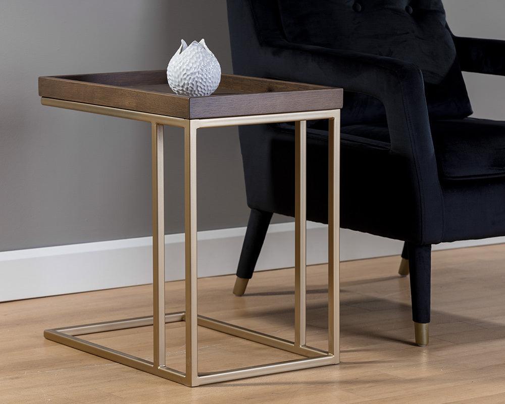 SUNPAN Side & End Tables - Arden C-Shaped End Table - Gold - Raw Umber