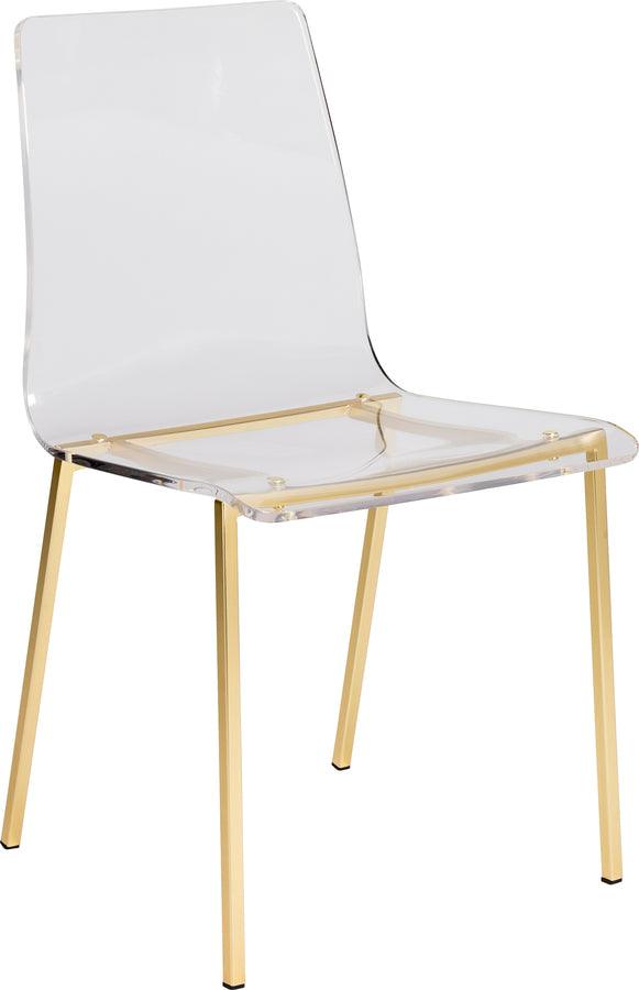 Euro Style Dining Chairs - Chloe Side Chair in Clear Acrylic with Matte Brushed Gold Legs