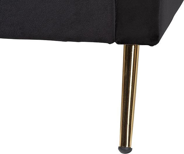 Wholesale Interiors Daybeds - Pita Traditional Glam and Luxe Black Velvet and Gold Metal Twin Size Daybed
