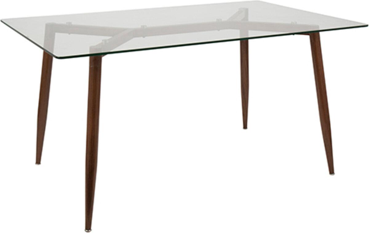 Lumisource Dining Tables - Clara Mid-Century Modern Dining Table in Walnut and Clear