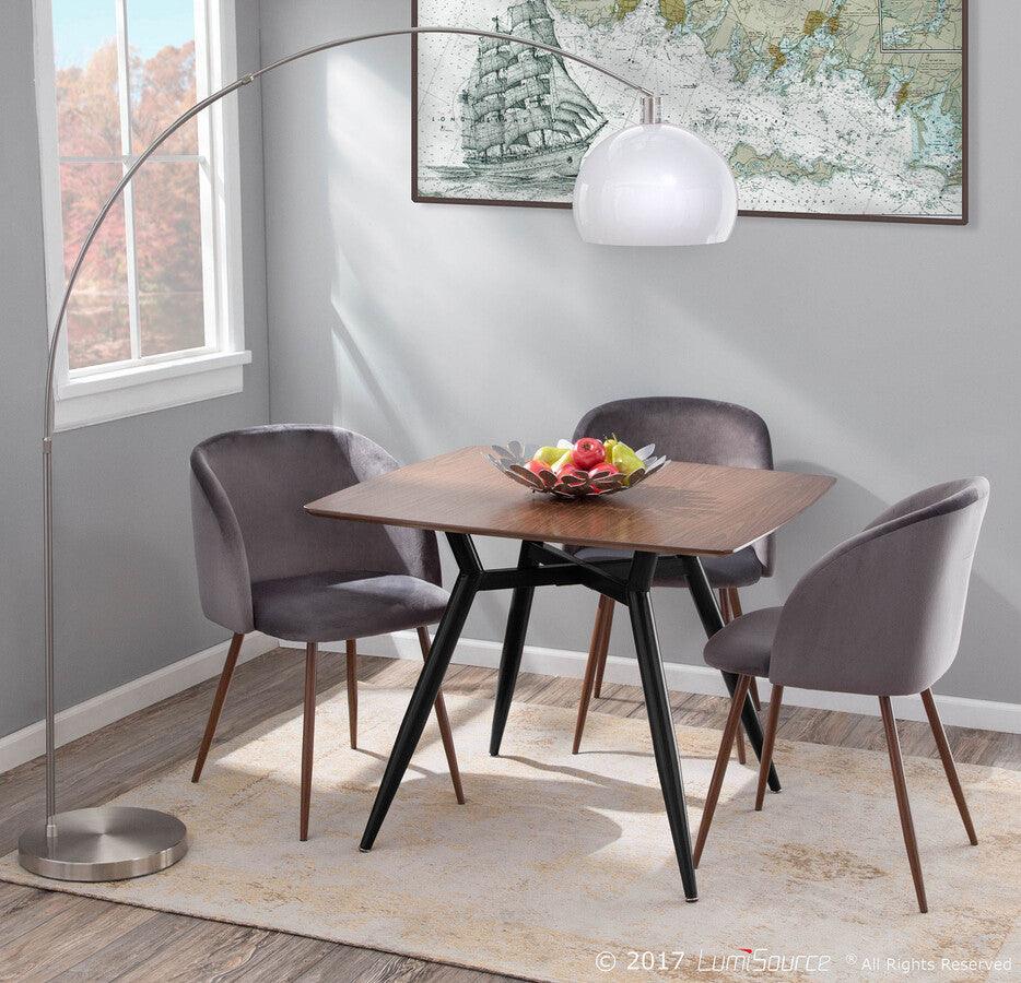Lumisource Dining Chairs - Fran Contemporary Dining/Accent Chair in Walnut with Grey Velvet - Set of 2