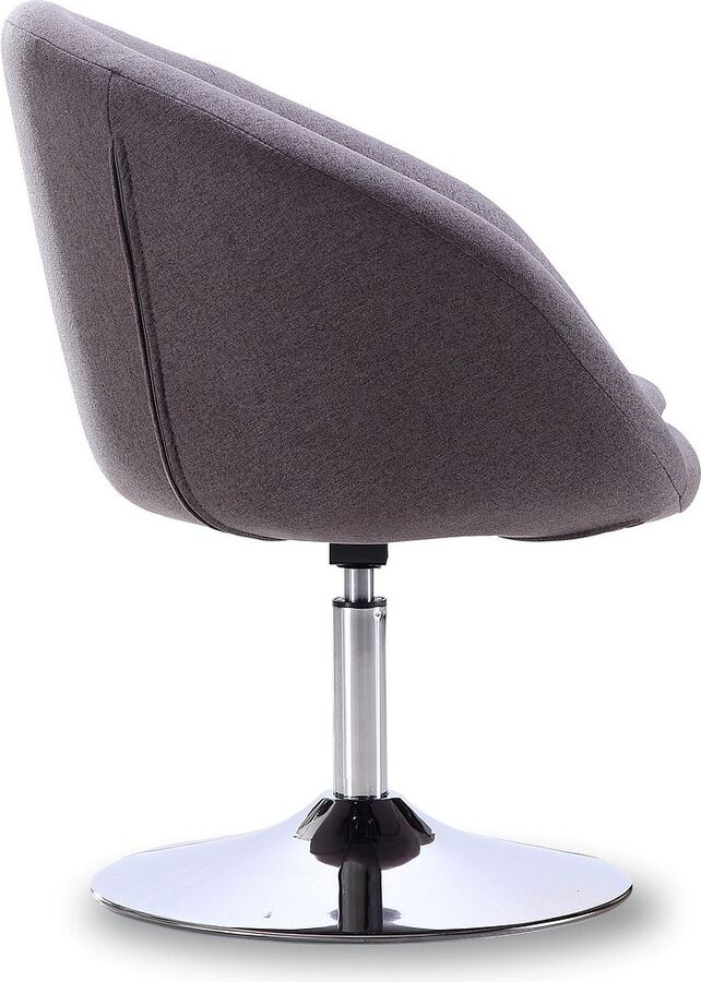 Manhattan Comfort Accent Chairs - Hopper Grey and Polished Chrome Twill Adjustable Height Chair (Set of 2)