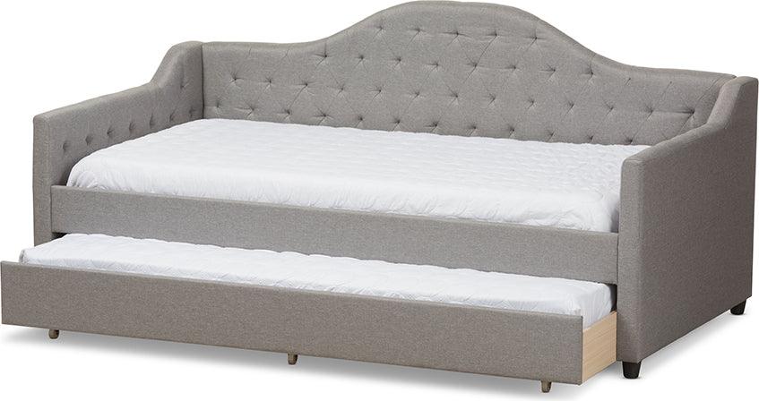 Wholesale Interiors Daybeds - Perry Modern and Contemporary Light Grey Fabric Daybed with Trundle