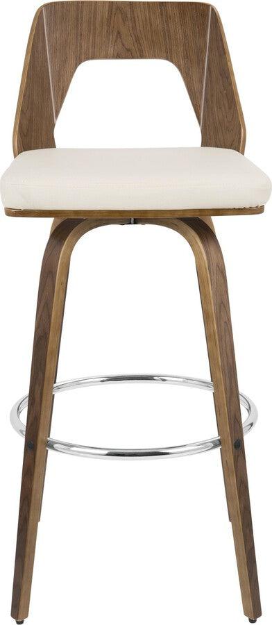 Lumisource Barstools - Trilogy 30" Fixed Height Barstool With Swivel In Walnut & Cream Faux Leather (Set of 2)