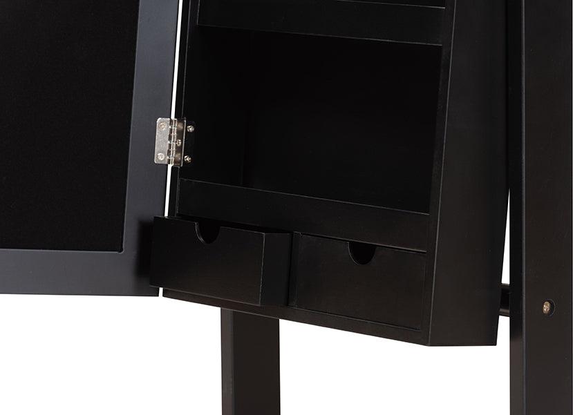 Wholesale Interiors Cabinets & Wardrobes - Madigan Modern and Contemporary Black Finished Wood Jewelry Armoire with Mirror