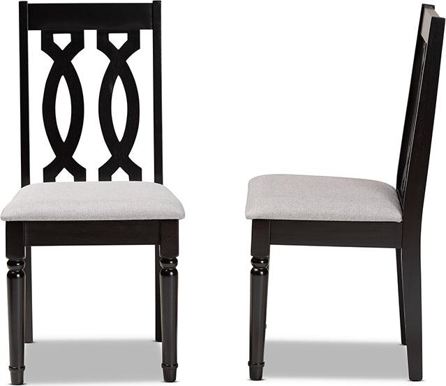 Wholesale Interiors Dining Chairs - Cherese Grey Fabric Upholstered and Dark Brown Finished Wood 2-Piece Dining Chair Set