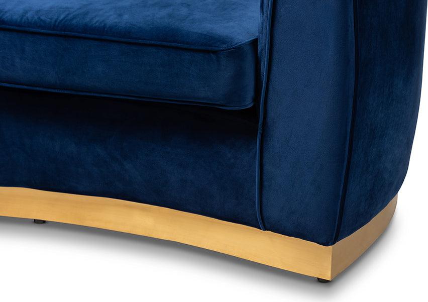 Wholesale Interiors Sofas & Couches - Milena Glam Royal Blue Velvet Fabric Upholstered Gold-Finished Sofa