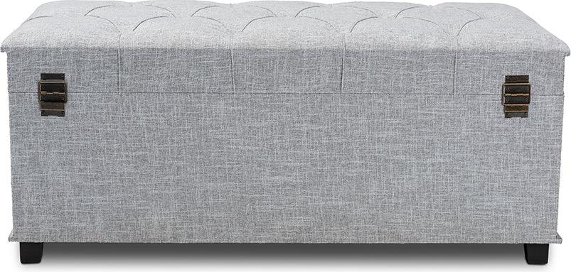 Wholesale Interiors Ottomans & Stools - Kyra Modern and Contemporary Grey Fabric Upholstered Storage Trunk Ottoman