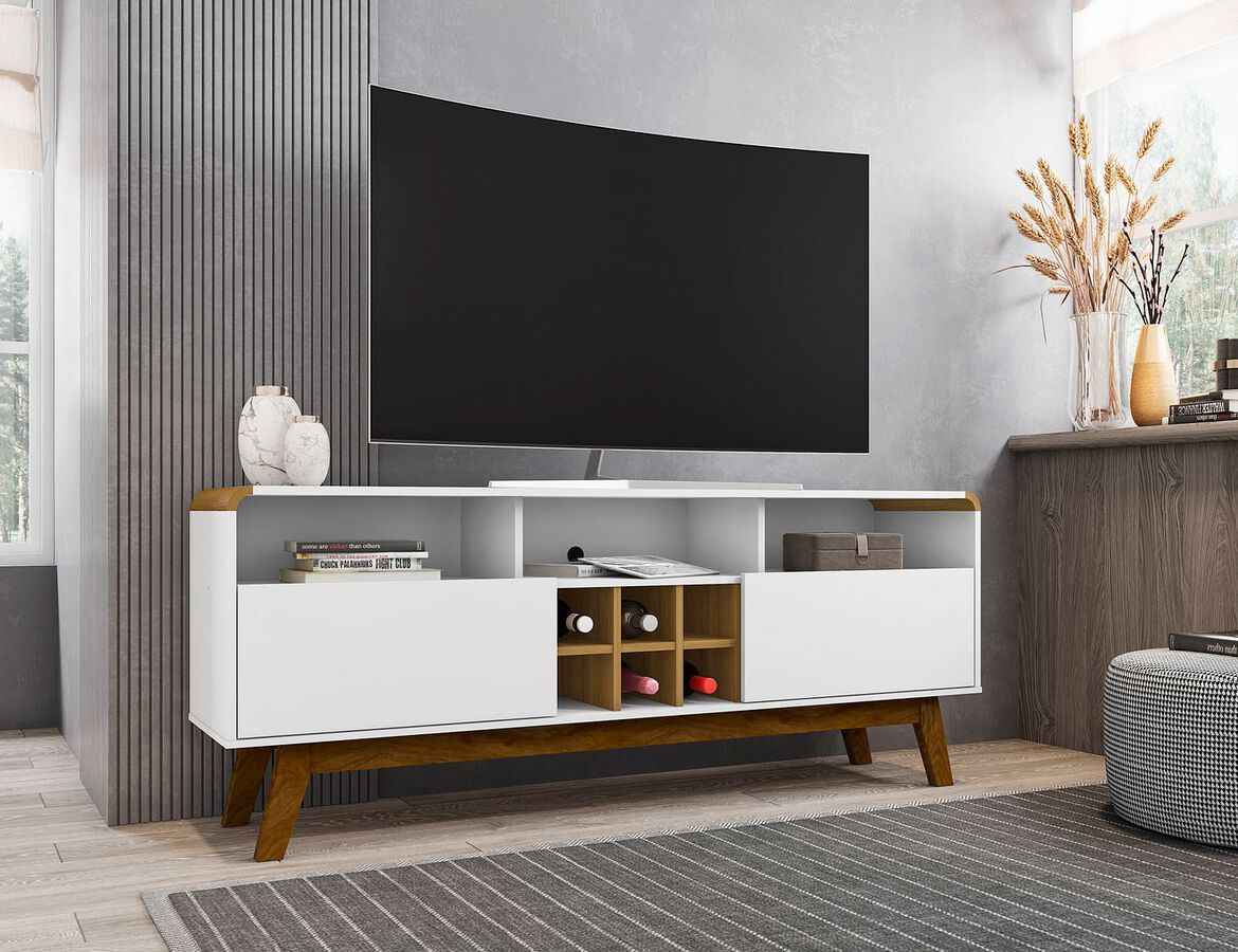 Manhattan Comfort TV & Media Units - Camberly 62.99 TV Stand in White and Cinnamon