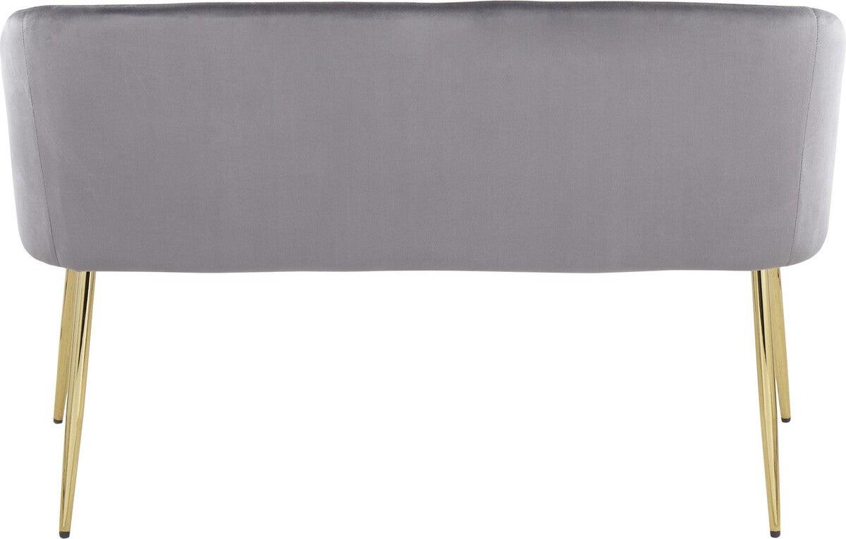 Lumisource Benches - Fran Glam Bench in Gold Steel and Grey Velvet