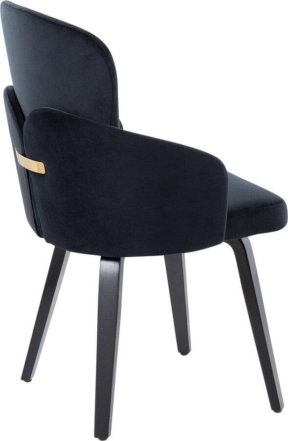 Lumisource Dining Chairs - Dahlia Contemporary Dining Chair In Black Wood & Black Velvet With Gold Accent (Set of 2)