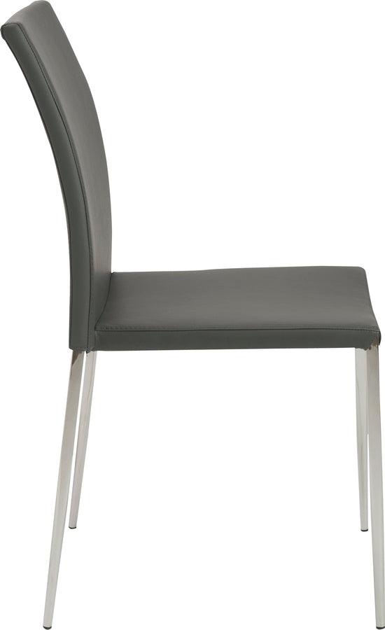 Euro Style Dining Chairs - Diana Stacking Side Chair in Gray with Polished Stainless Steel Legs - Set of 2