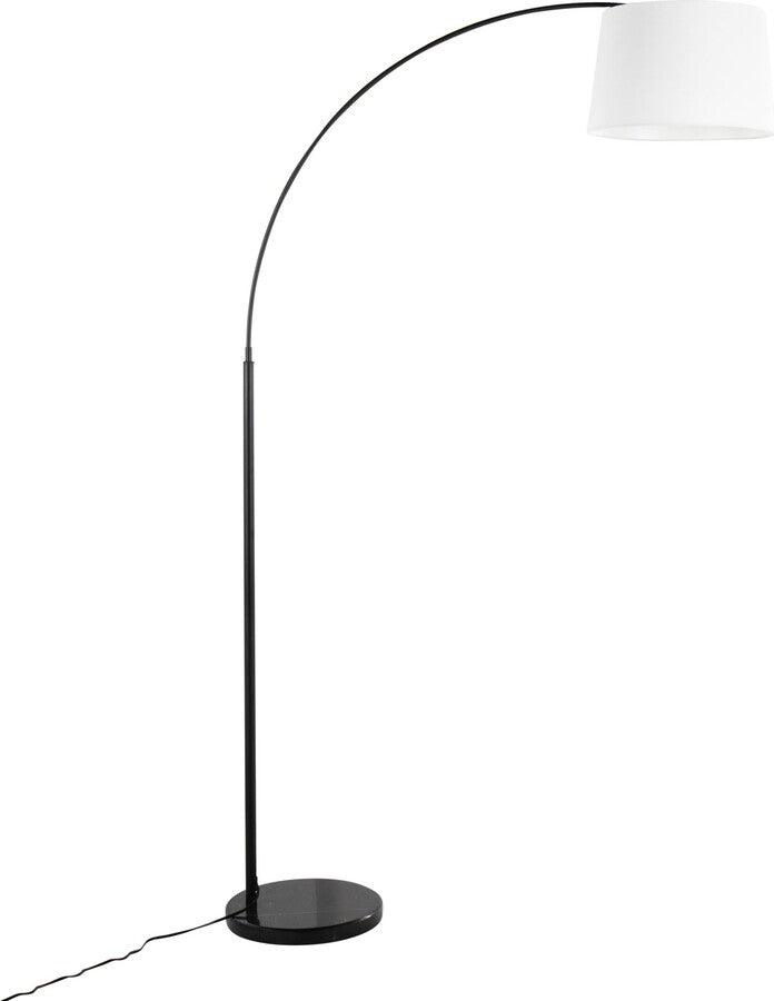 Lumisource Floor Lamps - March Contemporary Floor Lamp In Black Marble & Black Metal With White Linen Shade