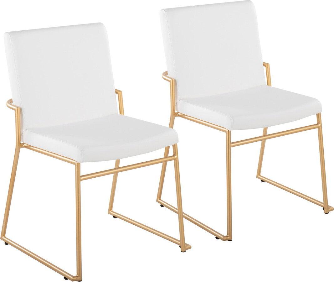 Lumisource Dining Chairs - Dutchess Contemporary Dining Chair In Gold Steel & White Faux Leather (Set of 2)
