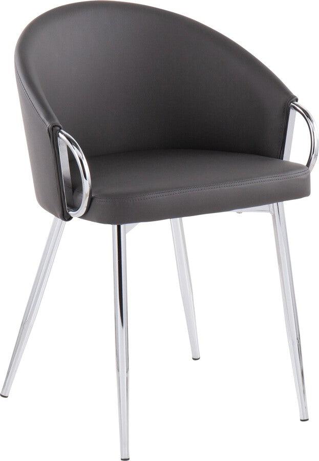 Lumisource Accent Chairs - Claire Chair 29.5" Silver Metal & Gray PU