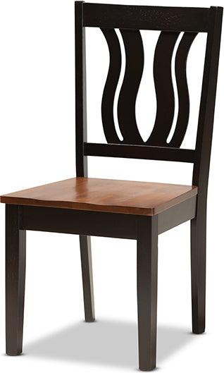 Wholesale Interiors Dining Sets - Mare Two-Tone Dark Brown and Walnut Brown Finished Wood 7-Piece Dining Set