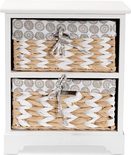 Wholesale Interiors Bedroom Organization - Rianne Modern Transitional White Finished Wood 2-Basket Storage Unit