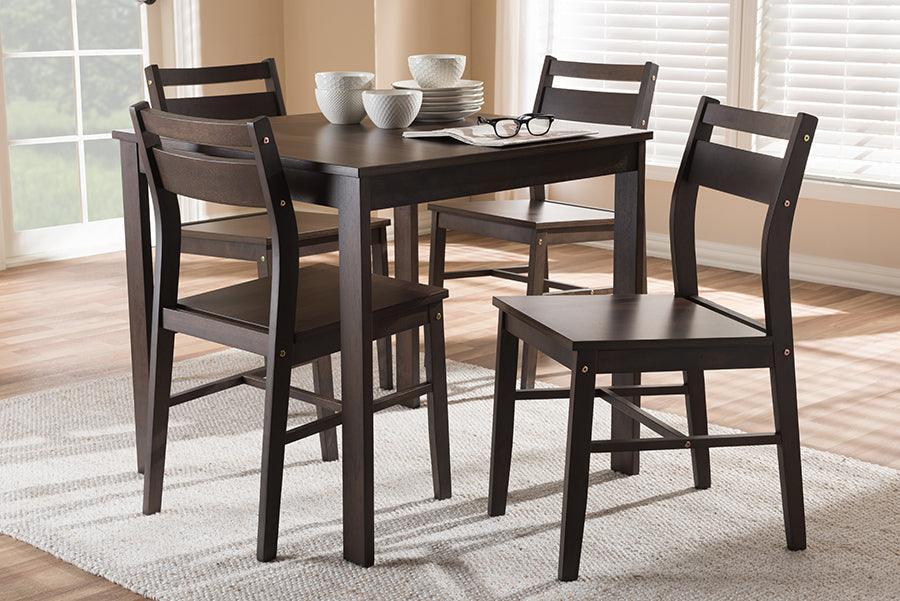 Wholesale Interiors Dining Sets - Lovy Walnut-Finished 5-Piece Dining Set Espresso Brown