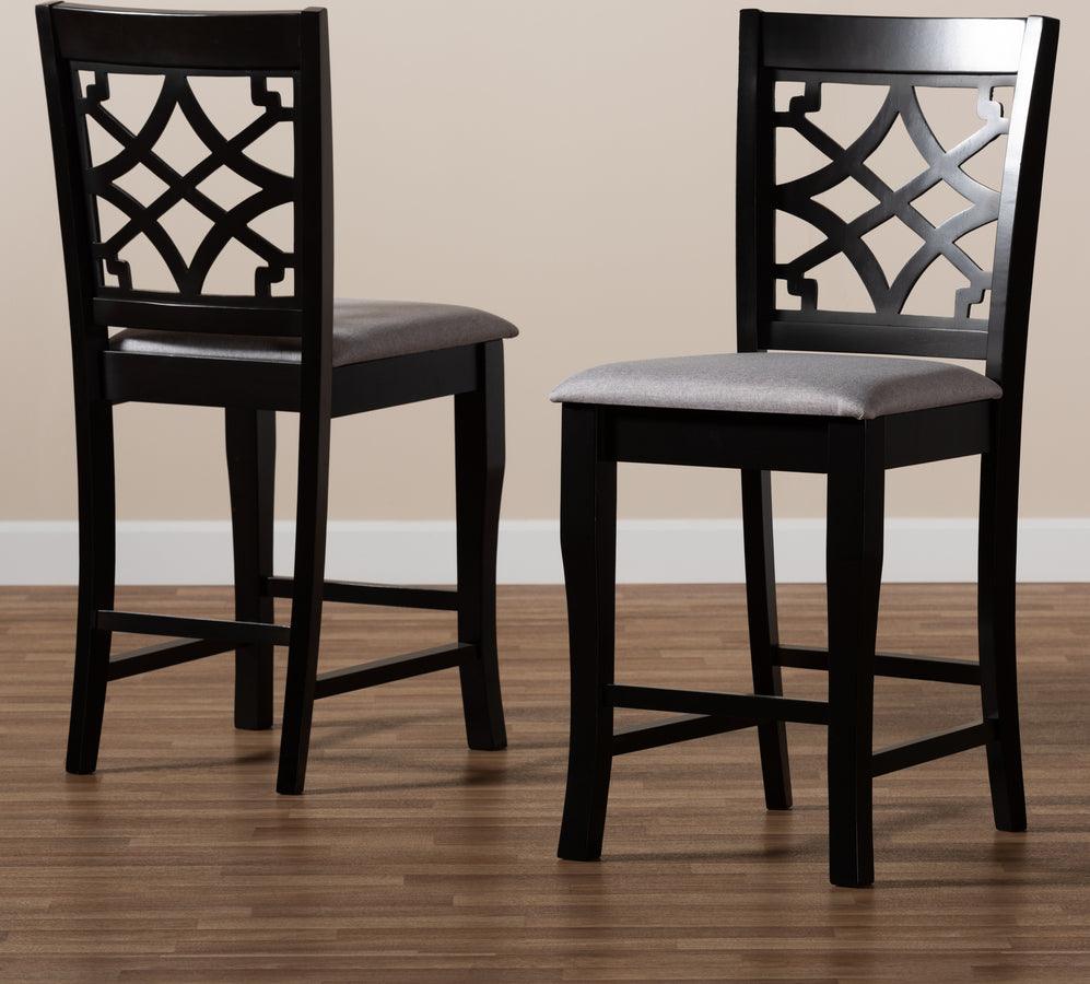 Wholesale Interiors Barstools - Nisa Grey Fabric Upholstered Espresso Brown Finished 2-Piece W (Set of 2)