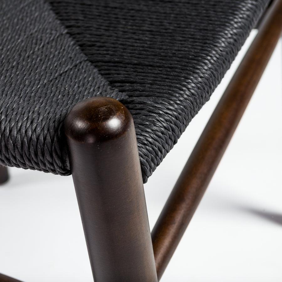 Euro Style Dining Chairs - Evelina Side Chair with Walnut Stained Framed and Black Rush Seat - Set of 2