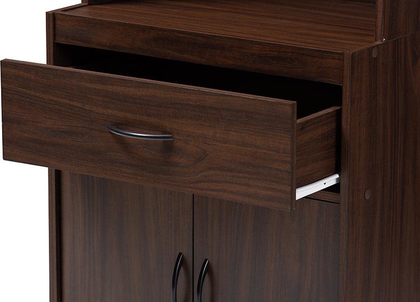 Wholesale Interiors Kitchen Storage & Organization - Laurana Modern and Contemporary Dark Walnut Finished Kitchen Cabinet and Hutch