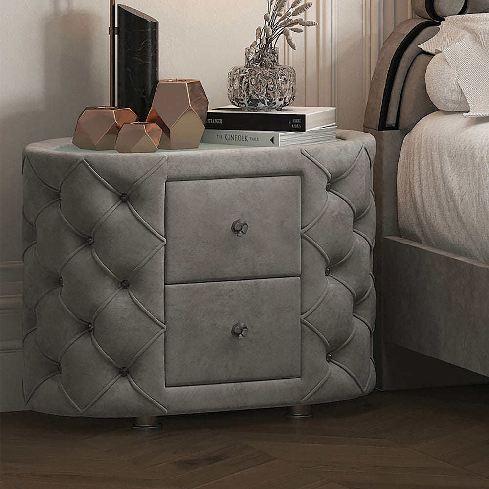 ACME Nightstands & Side Tables - ACME Perine Nightstand, Gray Velvet