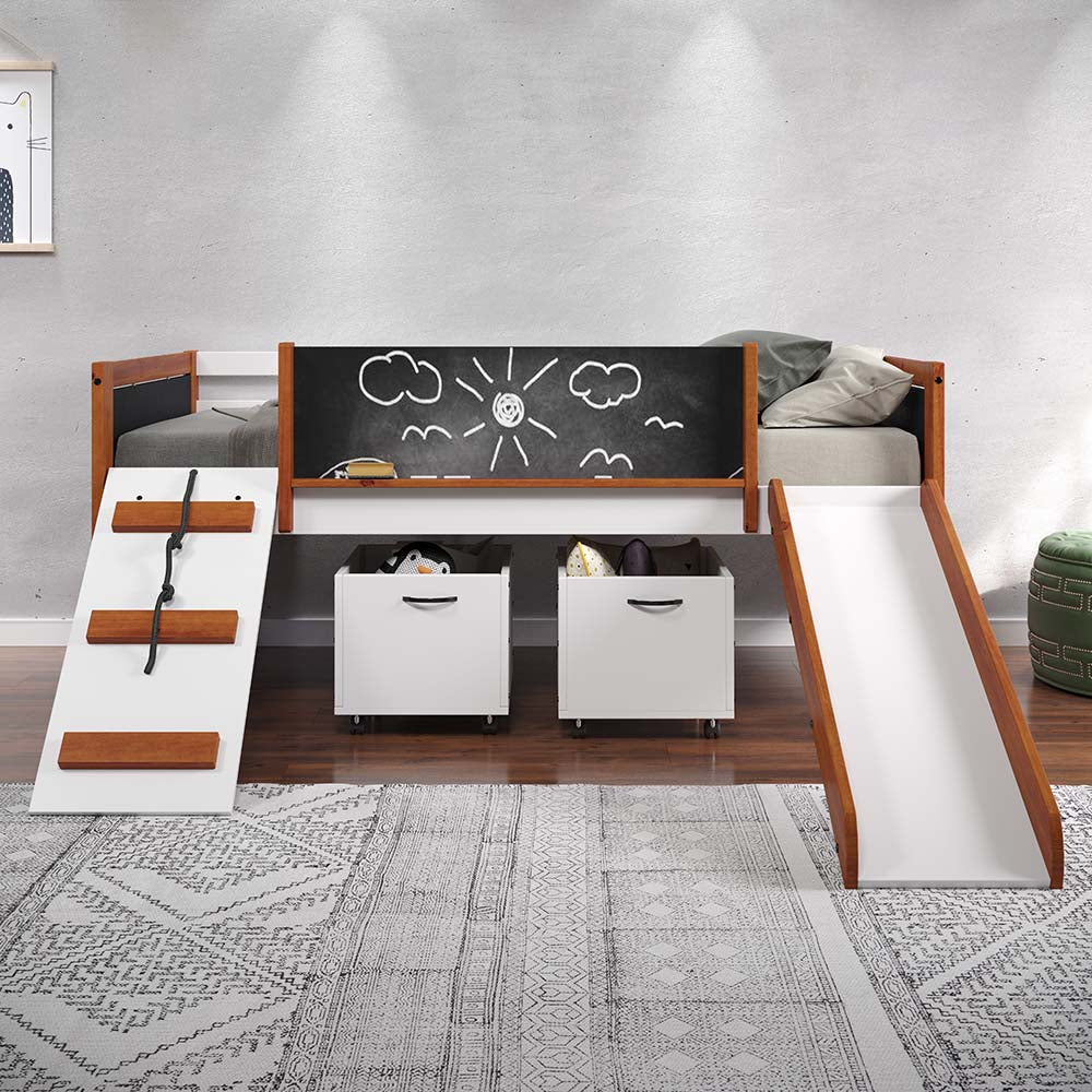 ACME Storage & Boxes - ACME Aurea 2 Toy Boxes, Cherry Oak & White Finish