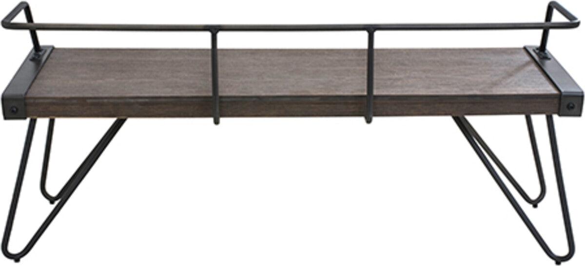 Lumisource Benches - Stefani Industrial Bench in Antique and Walnut