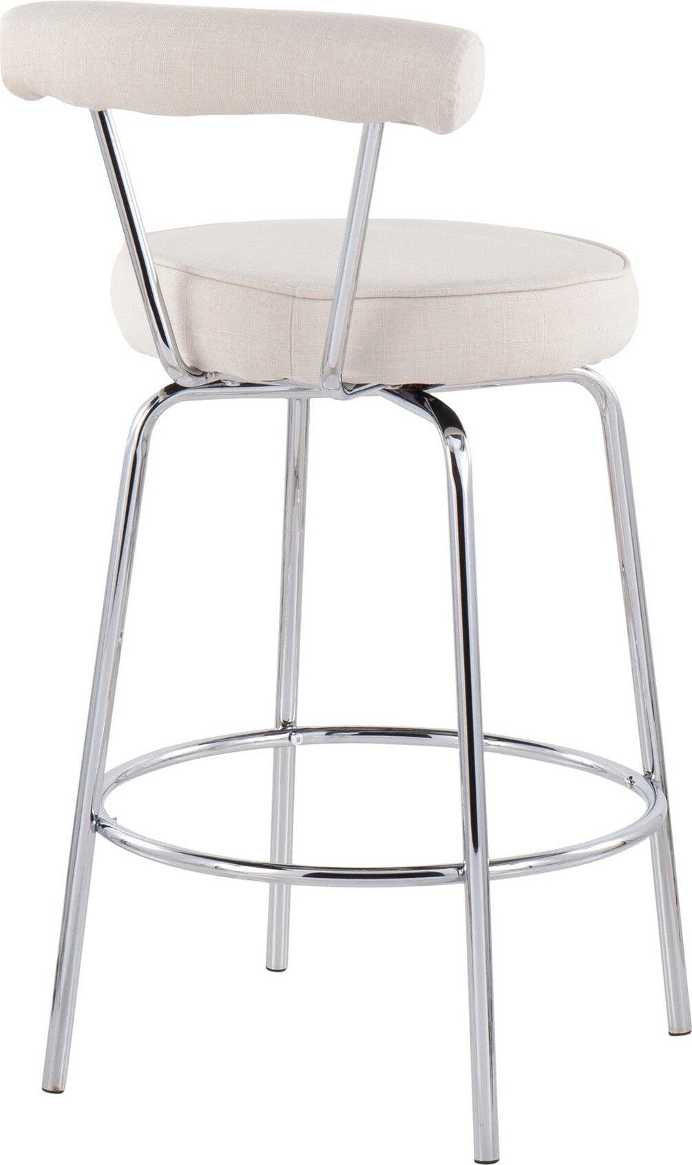 Lumisource Barstools - Rhonda Counter Stool Chrome & Cream (Set of 2)