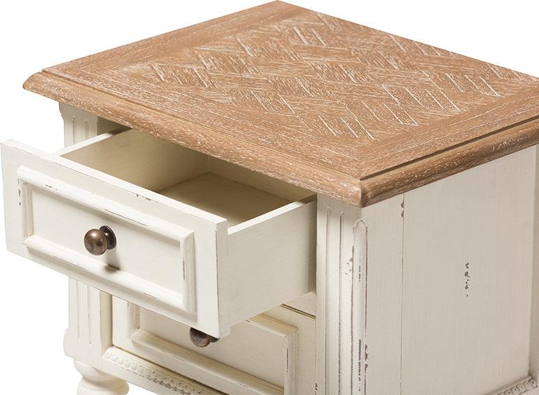 Wholesale Interiors Nightstands & Side Tables - Marquetterie Nightstand White/Natural