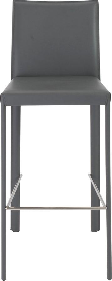 Euro Style Barstools - Hasina Bar Stool in Gray with Polished Stainless Steel Legs - Set of 2