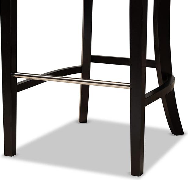 Wholesale Interiors Barstools - Aldon Light Beige Fabric Upholstered and Dark Brown Finished Wood 2-Piece Bar Stool Set