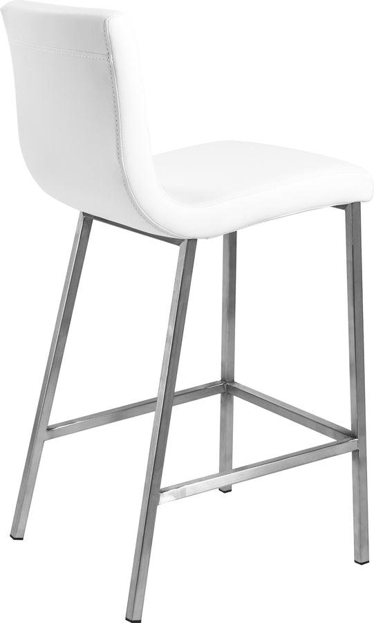 Euro Style Barstools - Scott Counter Stool in White and Brushed Stainless Steel - Set of 2